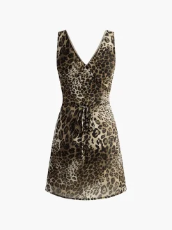 Leopard Print V-Neck Sleeveless Dress
