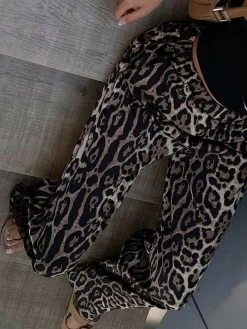Leopard Print Wide Leg Pants