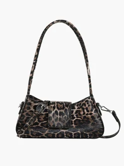 Leopard Printed Buckle Flap Armpit Bag