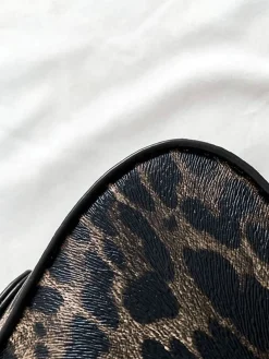 Leopard Printed Buckle Flap Armpit Bag