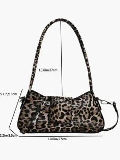 Leopard Printed Buckle Flap Armpit Bag