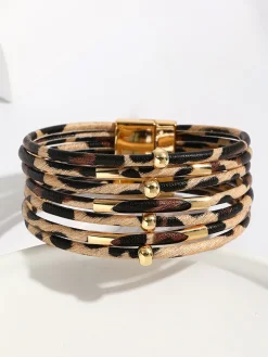 Leopard Printed Magnet Clasp Bracelet