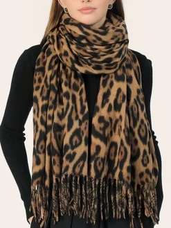 Leopard Printed Tassel Warm Scarf
