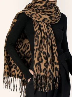Leopard Printed Tassel Warm Scarf