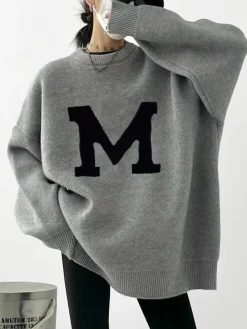 Letter Printed Loose Sweater