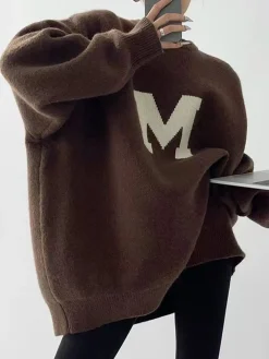 Letter Printed Loose Sweater
