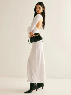 Lettuce Trim Backless Sweater Long Dress