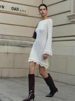 Lettuce Trim Bell Sleeve Sweater Dress