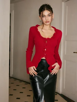 Lettuce Trim Bell Sleeve Slim Sweater