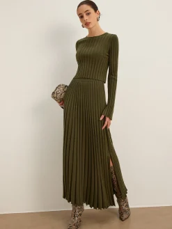 Lettuce Trim Pleated Sweater Skirt