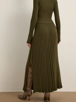 Lettuce Trim Pleated Sweater Skirt