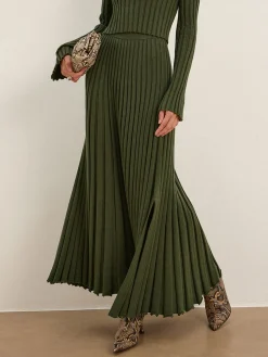Lettuce Trim Pleated Sweater Skirt