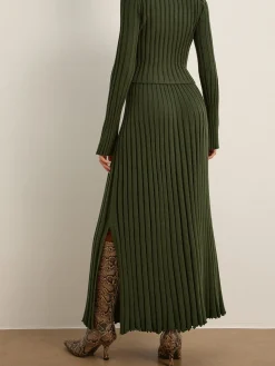 Lettuce Trim Pleated Sweater Skirt