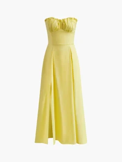 Lettuce Trim Slit Midi Dress