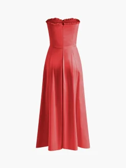 Lettuce Trim Slit Midi Dress