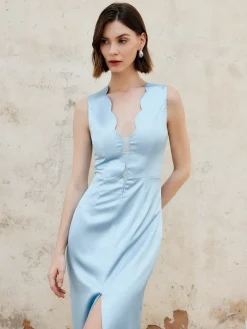 Lettuce Trim Split Tank Long Dress