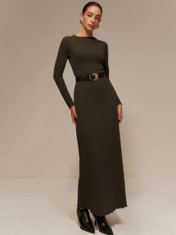 Lettuce Trim Sweater Long Dress Without Belt
