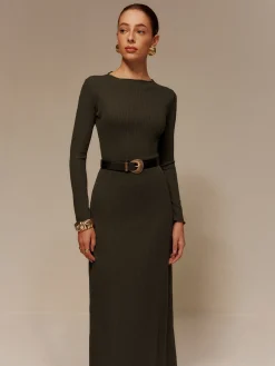 Lettuce Trim Sweater Long Dress Without Belt