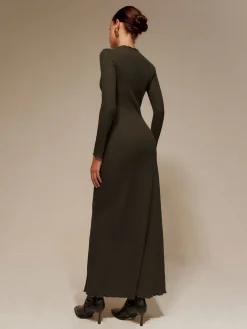 Lettuce Trim Sweater Long Dress Without Belt