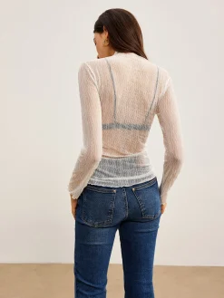 Lettuce Trim Textured Sheer T-Shirt