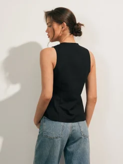 Linen Blends Button Up Tank Top