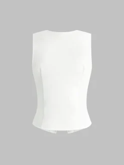 Linen Blends Button Up Tank Top