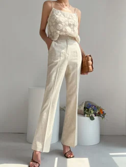 Linen Blends Straight Leg Pants