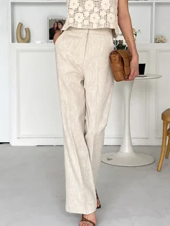 Linen Blends Straight Leg Pants