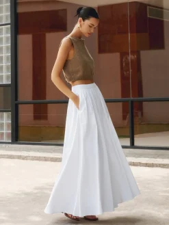 Linen Pleated Maxi Skirt