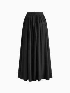Linen Pleated Maxi Skirt