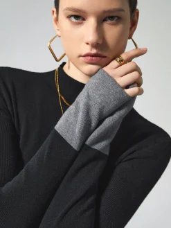 Long Sleeve Contrast Cuff Knit Top
