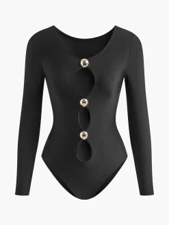 Long Sleeve Cutout Jersey Bodysuit