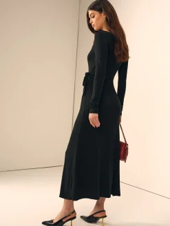 Long Sleeve Knotted Slim Dress