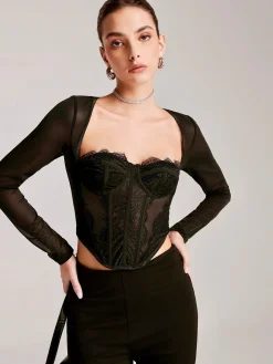 Long Sleeve Sweetheart Lace Corset