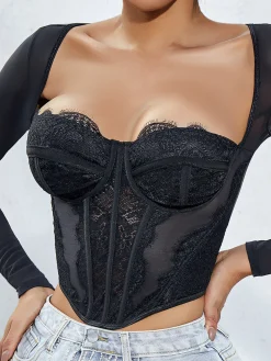 Long Sleeve Sweetheart Lace Corset