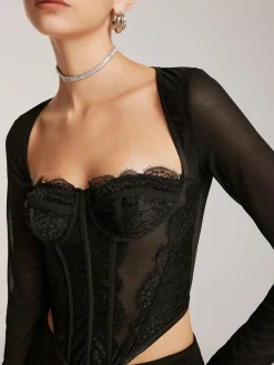Long Sleeve Sweetheart Lace Corset