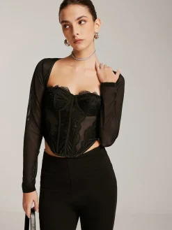 Long Sleeve Sweetheart Lace Corset