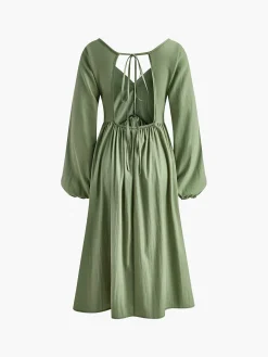 Loose Pleated Tie Back Dress
