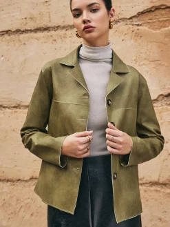Loose PU Leather Straight Jacket