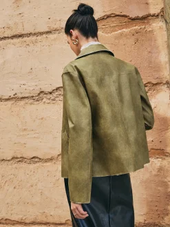 Loose PU Leather Straight Jacket