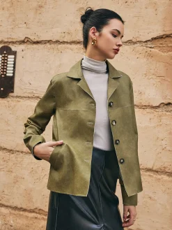 Loose PU Leather Straight Jacket