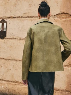 Loose PU Leather Straight Jacket