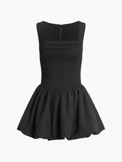 Low Cut Square Neck Short Dress
