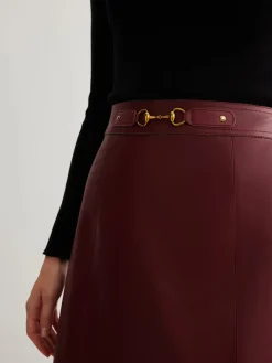 Magnet Closure Faux Leather Skirt