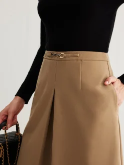 Magnet Closure Pockets Pleated Skirt