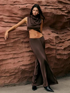 Maillard Asymmetric Pleaded Sleeveless Blouse