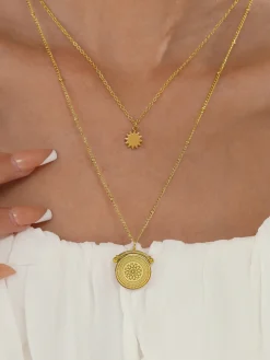 Mandala Double Layer Pendant Necklace