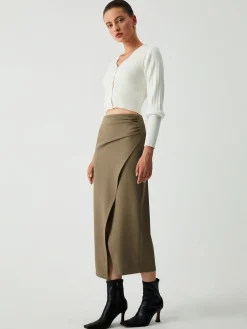 Maple Wrap Slit Midi Skirt