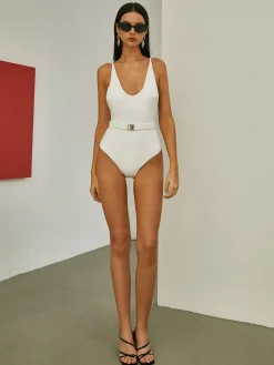 Marshmallow Belted One Piece Swimsuit
