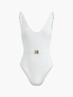 Marshmallow Belted One Piece Swimsuit